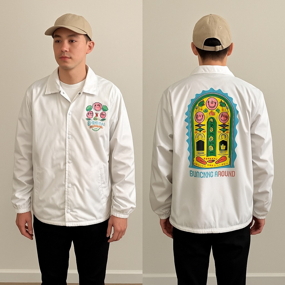 A.LAB “bouncing around” hippie, mushroom windbreaker NWOT Size Large ARA